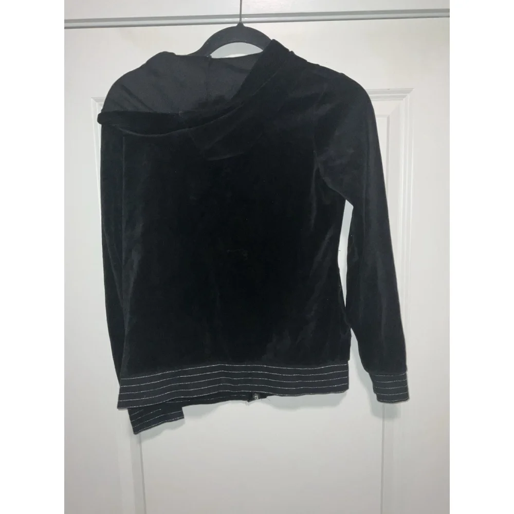 CIRCO Girls Zip Hoodie Jeweled Accents Black Velour Jacket Size 14/16